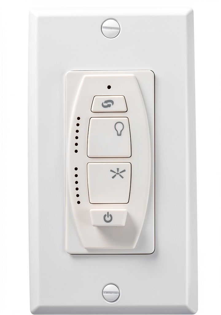 Kichler Ceiling Fan Remote Control showing white finish and dimensions
