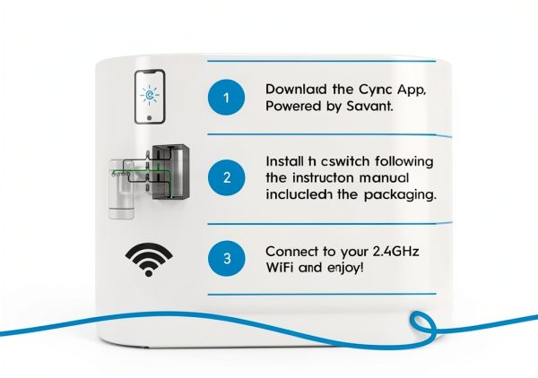 Cync Smart Ceiling Fan Switch Voice Control Wi-Fi White-2