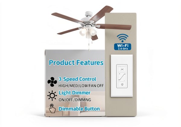 Nexete Smart Ceiling Fan Switch Wi-Fi Voice Control Dimmer-3
