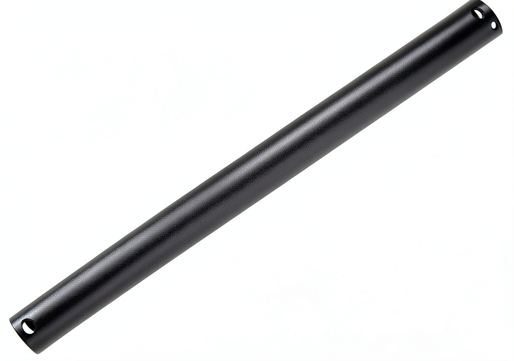 'FEHEED ceiling fan downrod in matte black finish on a white background'