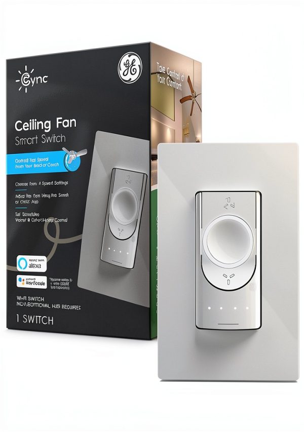 Cync Smart Ceiling Fan Switch Voice Control Wi-Fi White-0