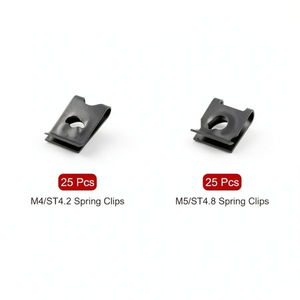 uxcell M4/ ST4.2 and M5/ST4.8 65Mn Spring Steel Speed Clip Fastener Extruded U Nuts, Black, Pack of 50-2
