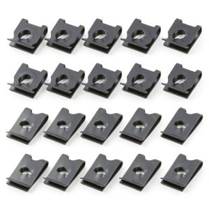 uxcell M4/ ST4.2 and M5/ST4.8 65Mn Spring Steel Speed Clip Fastener Extruded U Nuts, Black, Pack of 50-0